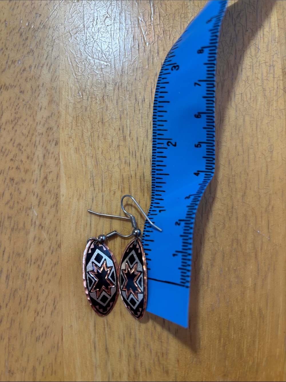 Black and Copper Star Pattern Dangle Earrings - Women Accessories